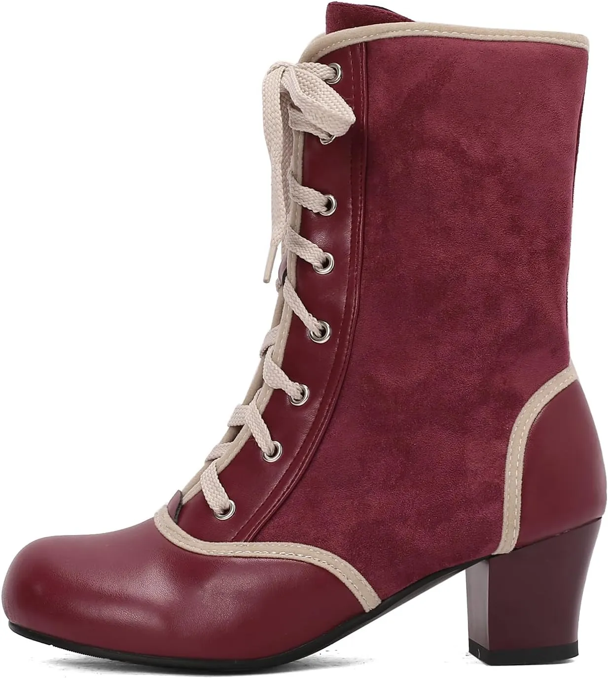 Roimaash Women's Victorian Boots Ankle High Cone Heels