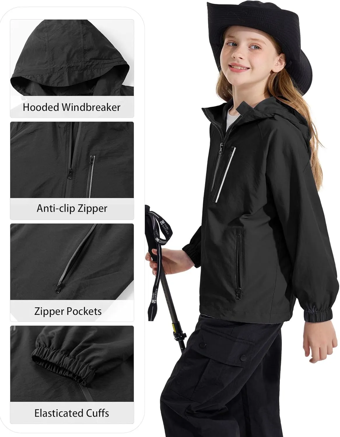 Rolanko Girls Waterproof Hooded Jacket Lightweight Raincoats for Kids Boys Windbreaker Outdoor Rain Jacket