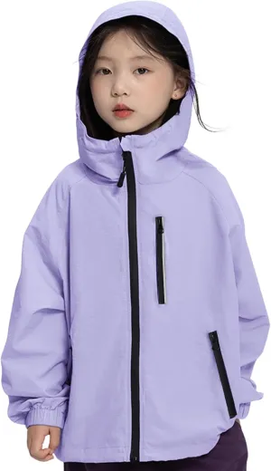 Rolanko Girls Waterproof Hooded Jacket Lightweight Raincoats for Kids Boys Windbreaker Outdoor Rain Jacket