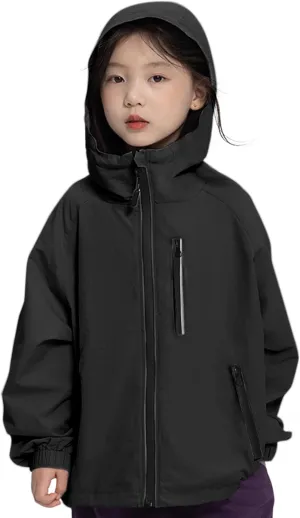 Rolanko Girls Waterproof Hooded Jacket Lightweight Raincoats for Kids Boys Windbreaker Outdoor Rain Jacket