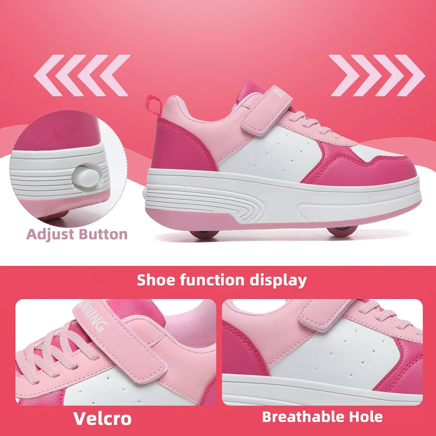 Roller Skate Shoes for Boys Girls Kids Detachable Wheeled 2 in 1 Skating Shoes with Wheels Fashion Sneaker