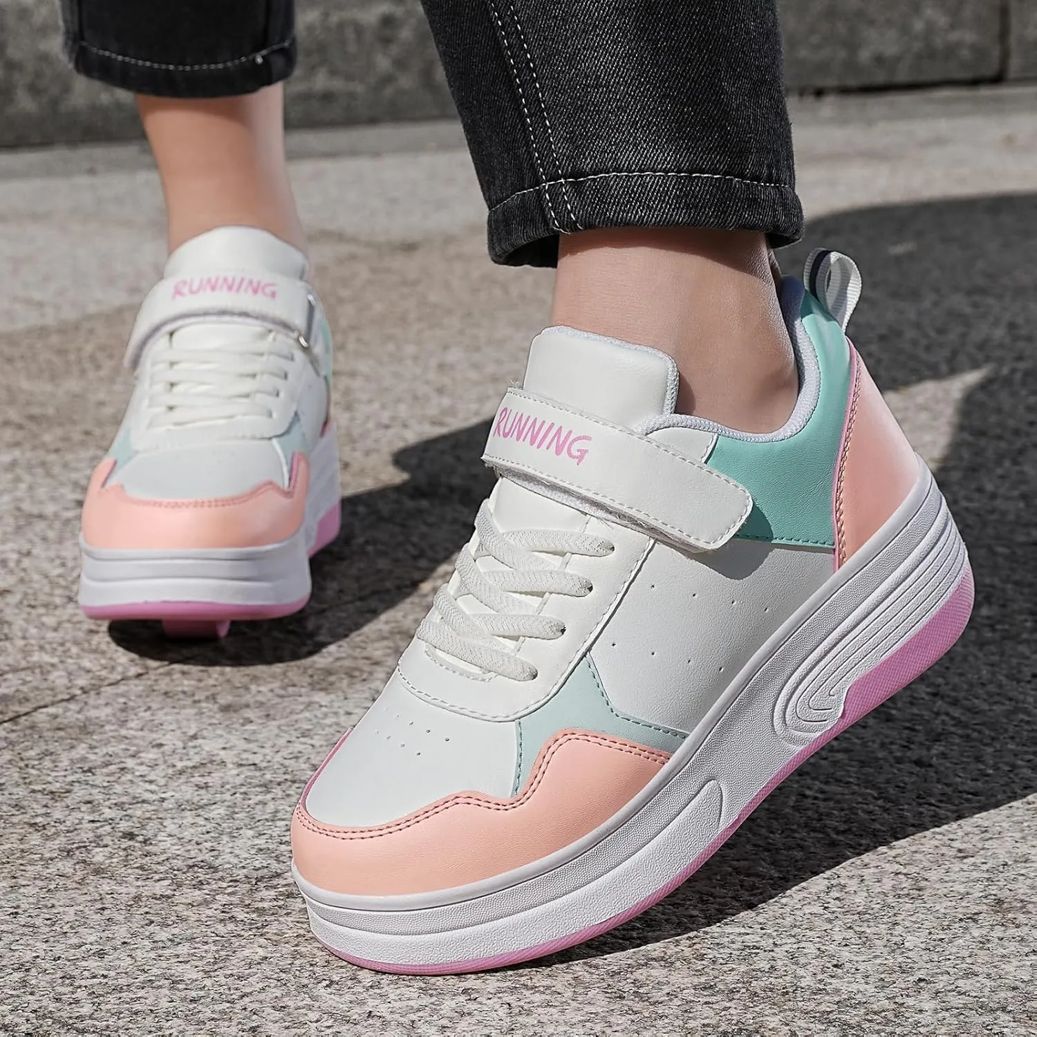 Roller Skate Shoes for Boys Girls Kids Detachable Wheeled 2 in 1 Skating Shoes with Wheels Fashion Sneaker