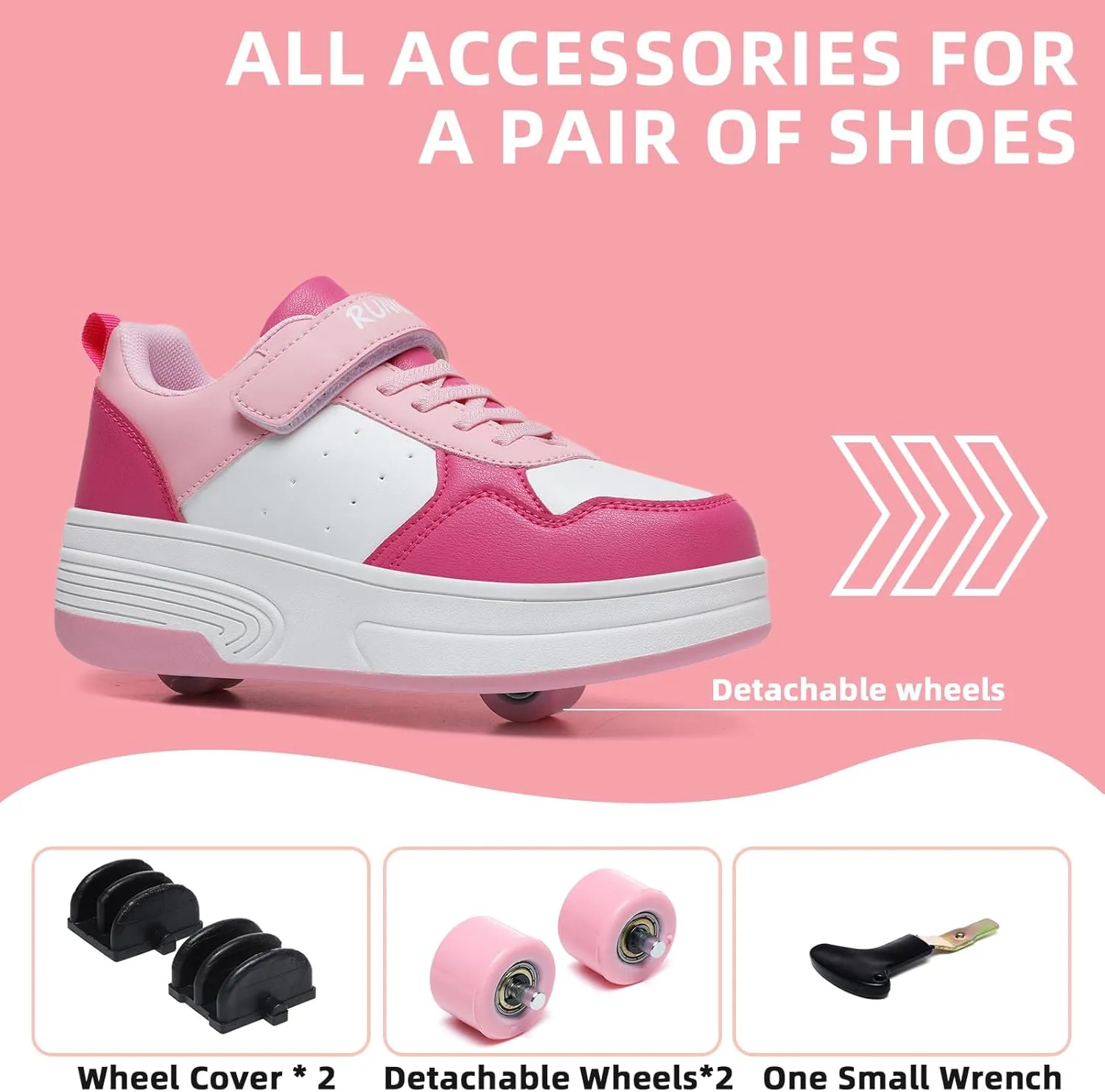 Roller Skate Shoes for Boys Girls Kids Detachable Wheeled 2 in 1 Skating Shoes with Wheels Fashion Sneaker