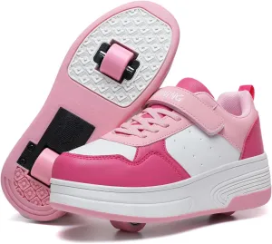 Roller Skate Shoes for Boys Girls Kids Detachable Wheeled 2 in 1 Skating Shoes with Wheels Fashion Sneaker