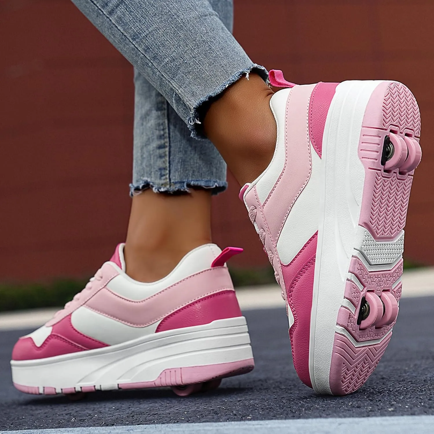 Roller Skate Shoes for Kids Girls Boys Detachable Wheeled Fashion Sneakers