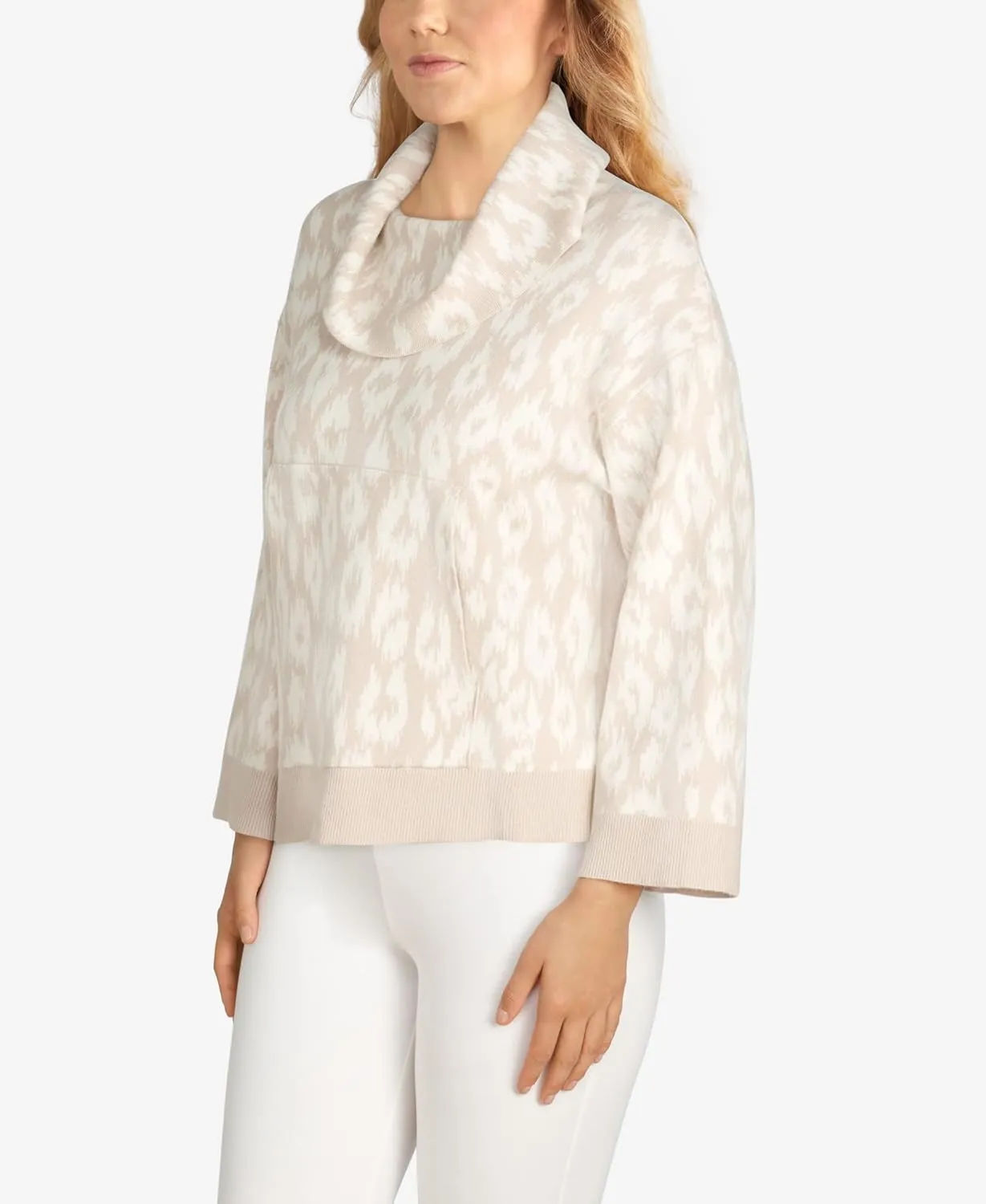 Ruby Rd. Women's Plus-Size Abstract Spotted Cowl Neck Pullover