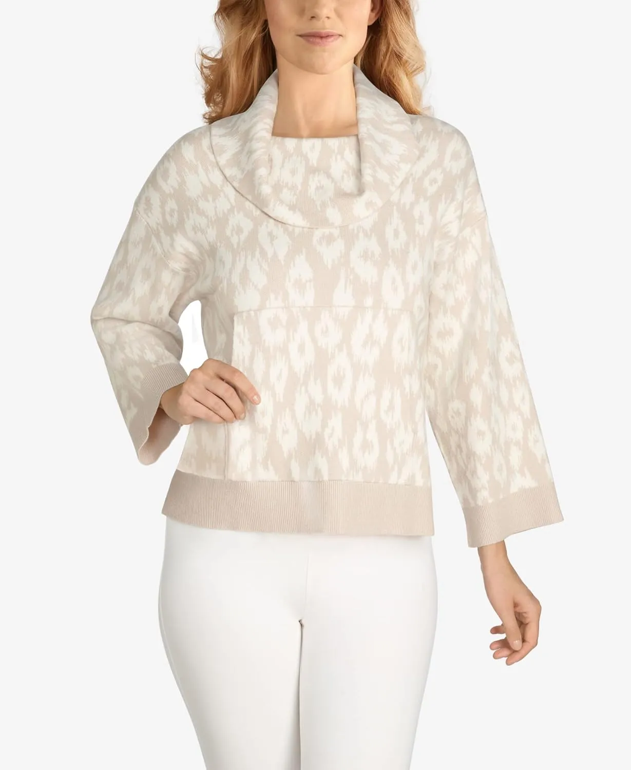 Ruby Rd. Women's Plus-Size Abstract Spotted Cowl Neck Pullover