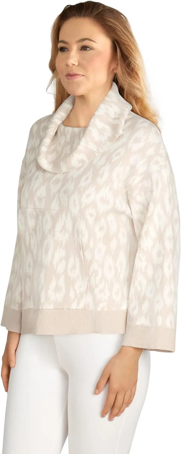 Ruby Rd. Women's Plus-Size Abstract Spotted Cowl Neck Pullover