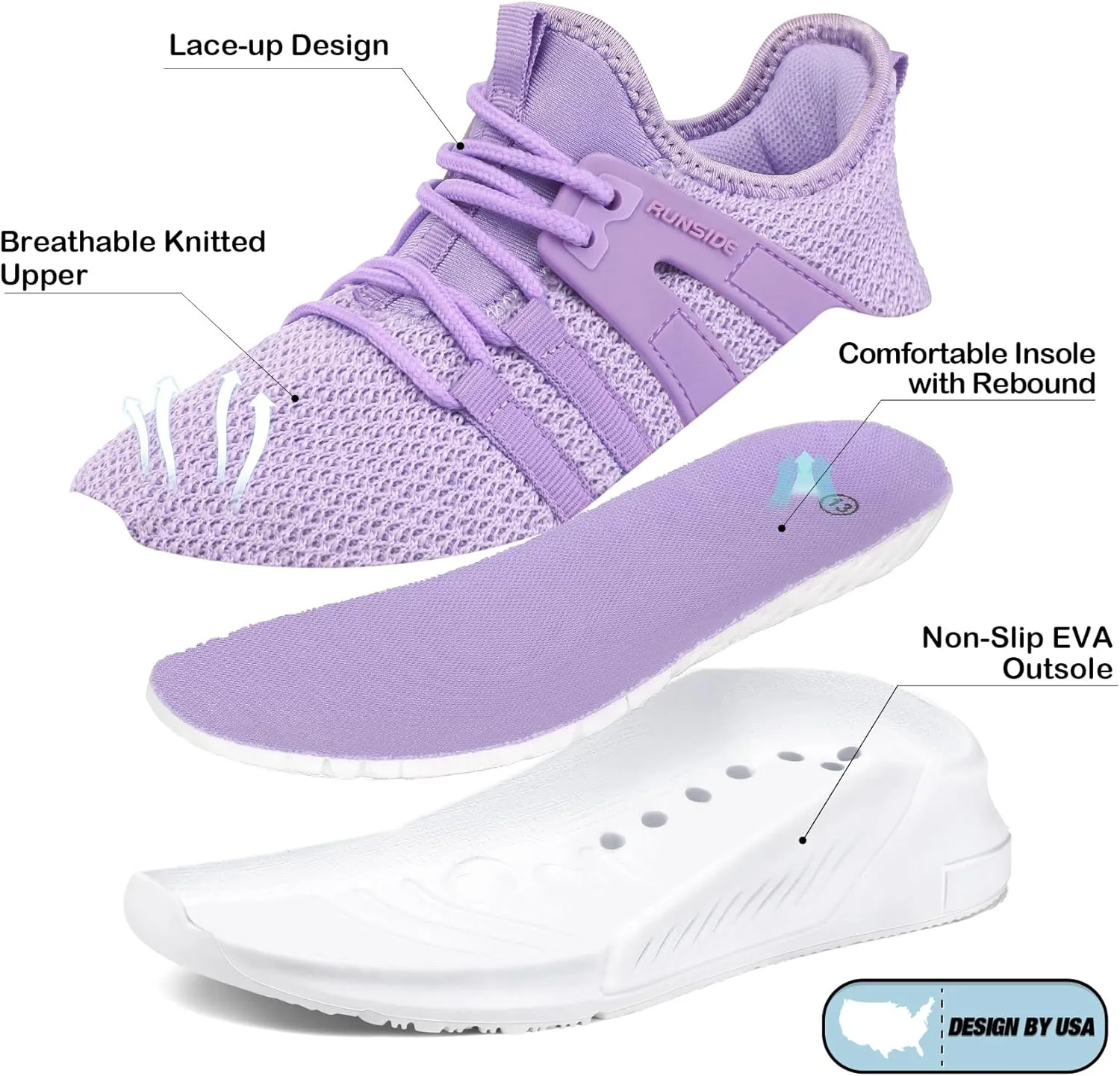 RUNSIDE Boys Girls Tennis Shoes Kids Lightweight Breathable Sneakers Lace-up Running Athletic Shoes for Toddler/Little Kid/Big Kid