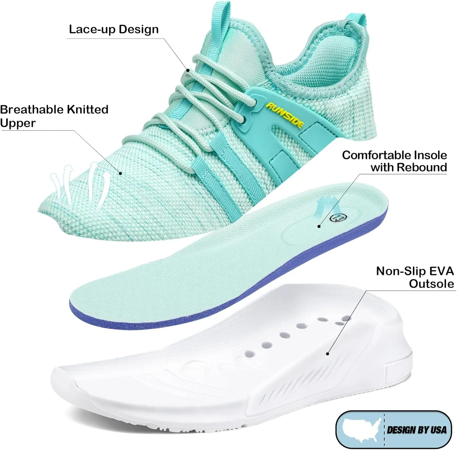 RUNSIDE Boys Girls Tennis Shoes Kids Lightweight Breathable Sneakers Lace-up Running Athletic Shoes for Toddler/Little Kid/Big Kid