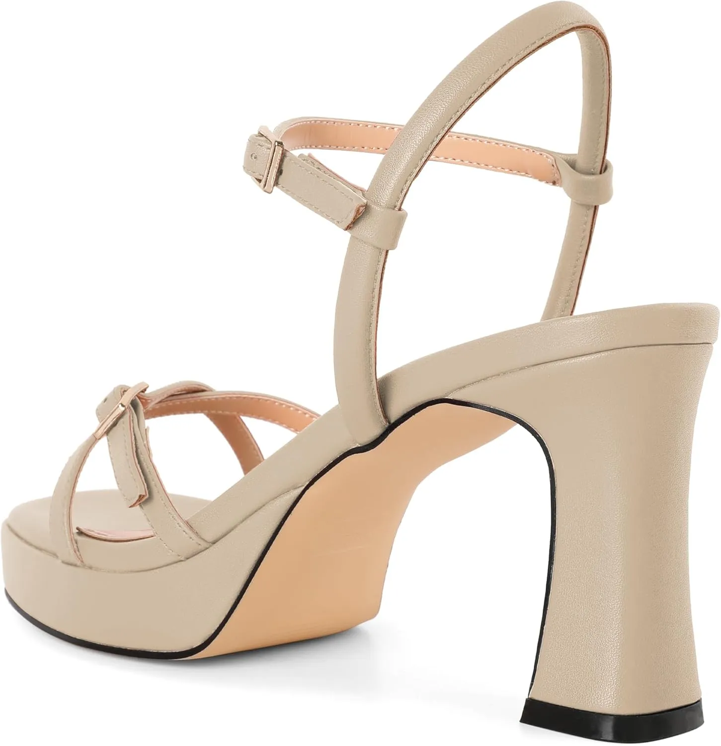 SAMMITOP Platform Heels for Women High Block Chunky Heeled Sandals Open Square Toe Cross Strappy Heels Fashion Wedding Party Dress Shoes 3.5 Inch