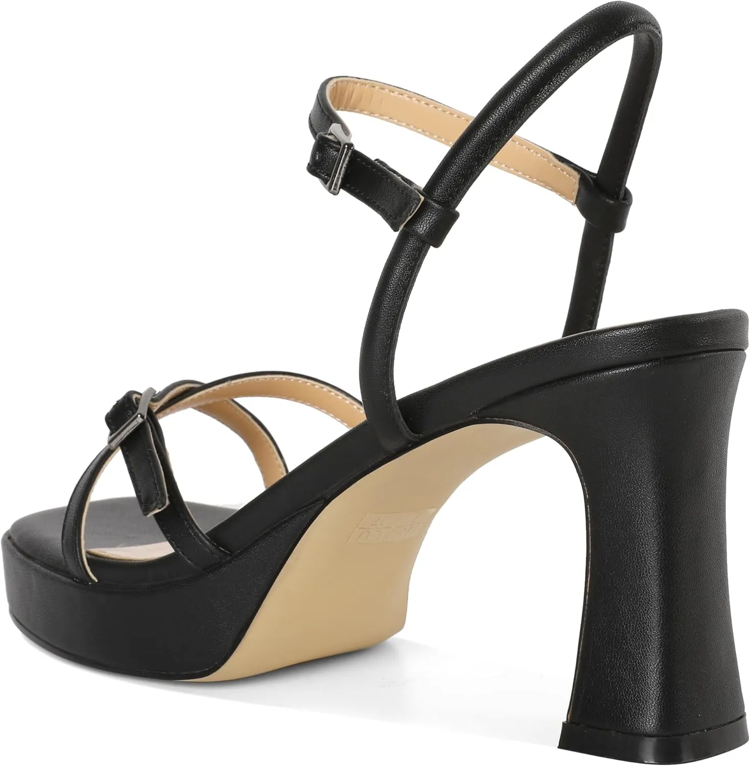 SAMMITOP Platform Heels for Women High Block Chunky Heeled Sandals Open Square Toe Cross Strappy Heels Fashion Wedding Party Dress Shoes 3.5 Inch