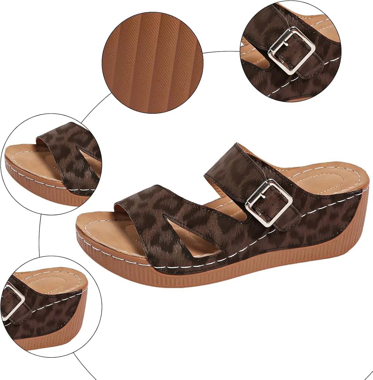 Sandals for Women Casual Slip on Slippers Comfy Wedge Platform Sandals Summer Casual Beach Thick Soled Shoes