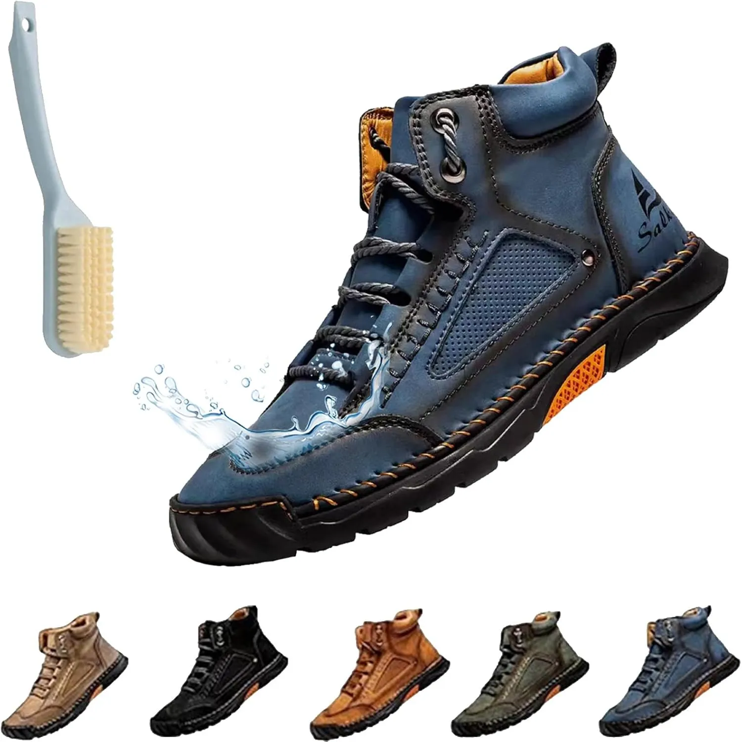 Sawbehind Mens Boots, Waterproof Sawbehind Men'S Comfortable Handmade Leather Boots, Saw Behind Mens Spacious Toe Shoes