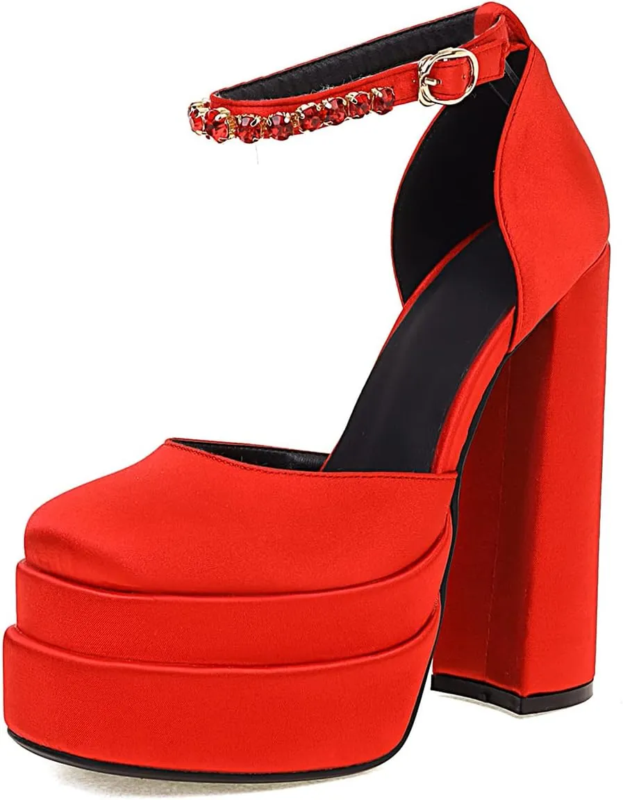 Scaoruki Women Fashion Platform Sandals Chunky High Heels