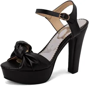 SEIFIN Platform Heels for Women Platform Sandals Bow Block Chunky High Heeled Block Open Toe Ankle Strap Sexy High Heels Wedge Sandals Evening Wedding Summer Pump Sandals Shoes