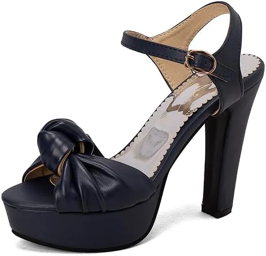 SEIFIN Platform Heels for Women Platform Sandals Bow Block Chunky High Heeled Block Open Toe Ankle Strap Sexy High Heels Wedge Sandals Evening Wedding Summer Pump Sandals Shoes