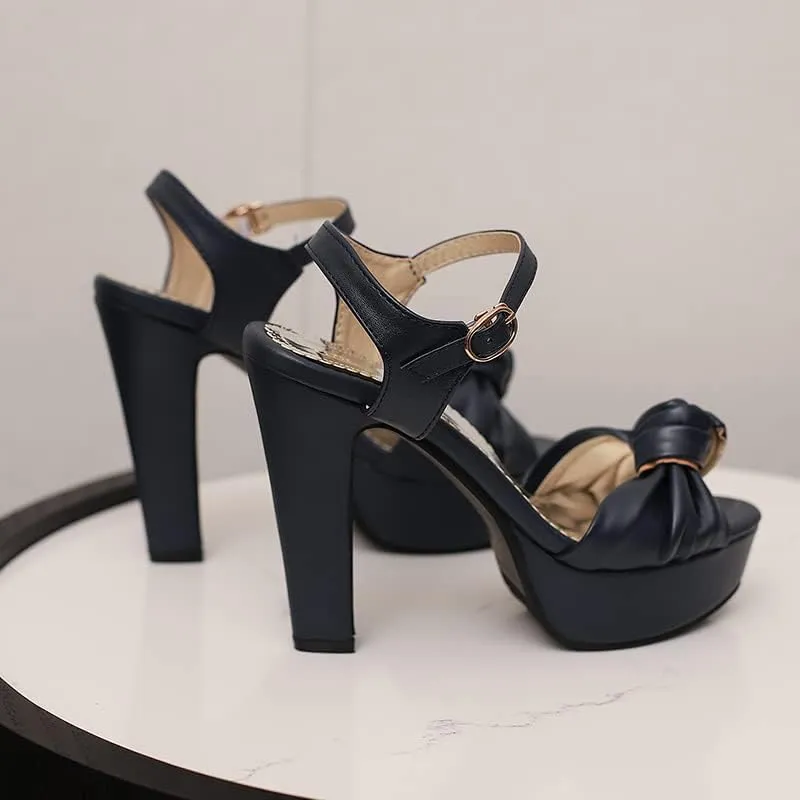 SEIFIN Platform Heels for Women Platform Sandals Bow Block Chunky High Heeled Block Open Toe Ankle Strap Sexy High Heels Wedge Sandals Evening Wedding Summer Pump Sandals Shoes