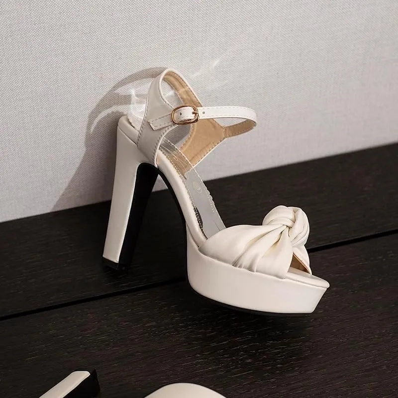 SEIFIN Platform Heels for Women Platform Sandals Bow Block Chunky High Heeled Block Open Toe Ankle Strap Sexy High Heels Wedge Sandals Evening Wedding Summer Pump Sandals Shoes