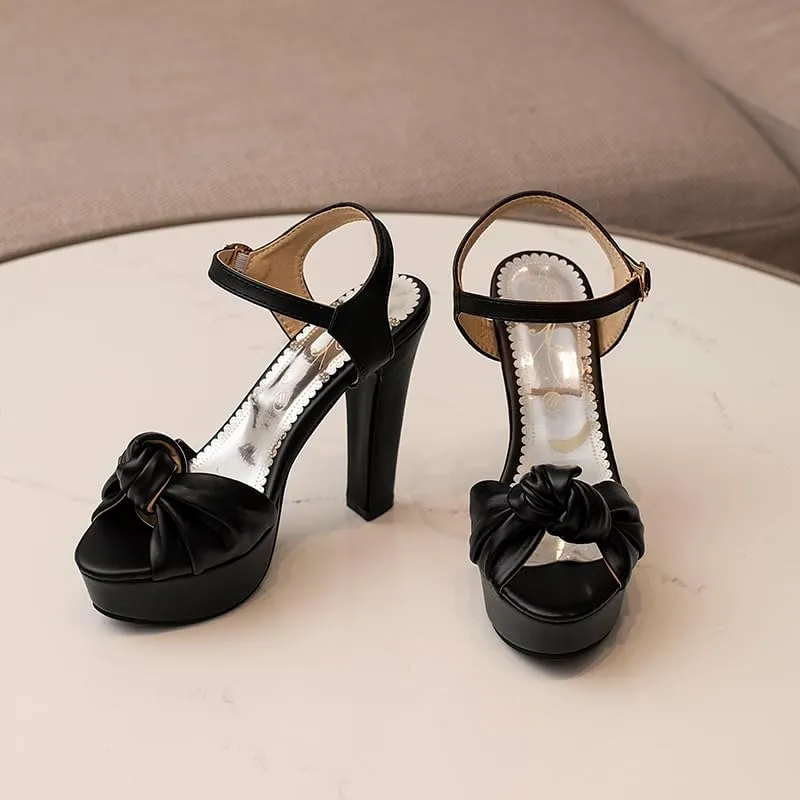 SEIFIN Platform Heels for Women Platform Sandals Bow Block Chunky High Heeled Block Open Toe Ankle Strap Sexy High Heels Wedge Sandals Evening Wedding Summer Pump Sandals Shoes