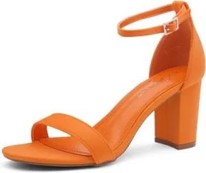 Shoe Land Madeline Women's Low Heels Open Toe Dress Heels with Ankle Strap-Chunky Heeled Sandals, Block Short Heels Pumps Shoes for Wedding Prom and Office