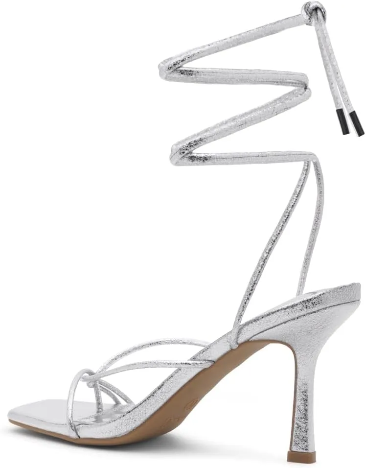 Shoe Land SL-Dafne Womens Strappy Heels Lace up Heeled Sandals Square Open Toe Tie Up Stiletto High Heel Shoes for Prom Party