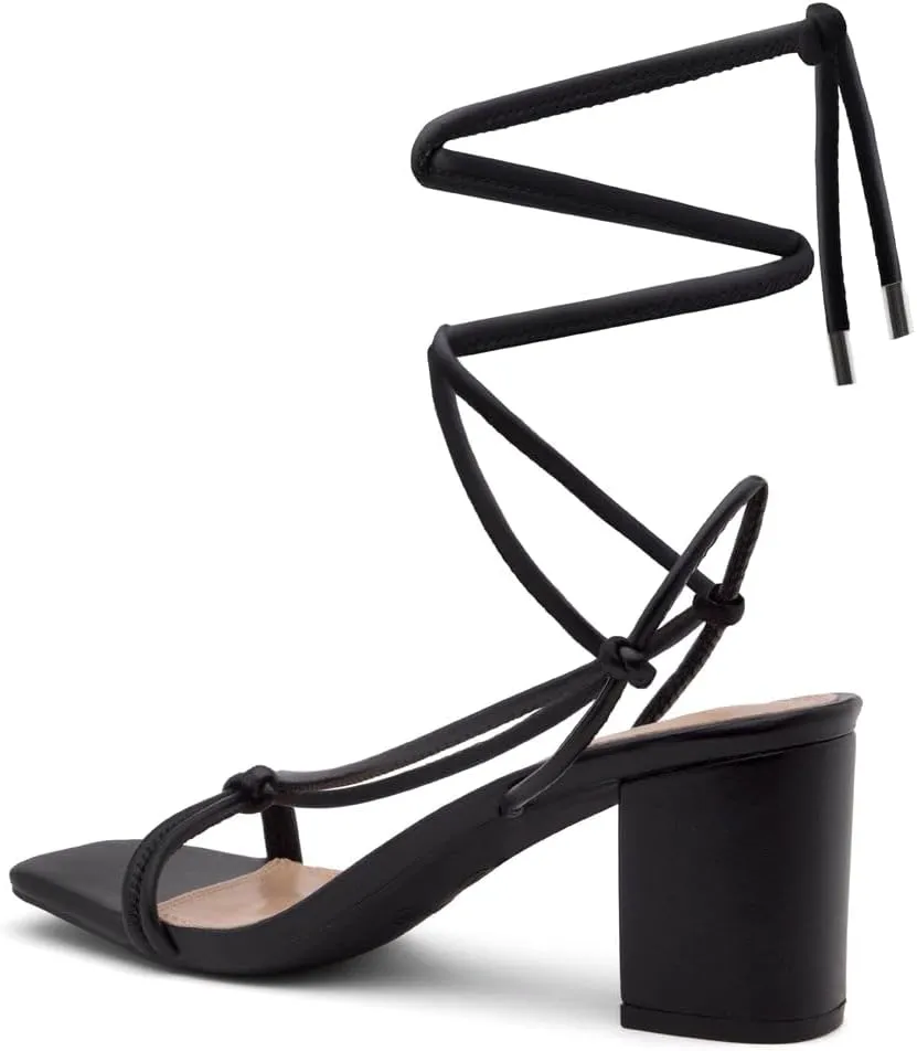 Shoe Land SL-Sweets Women's Lace-Up Chunky Low Heels, Strappy Ankle Wrap Tie-Up Block Short Heels – Semi-Casual Heeled Sandals for Prom Wedding and Party