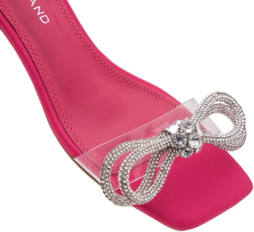 Shoe Land Women's Low Heels Dressy Sandals for 2025-1 Inch Chunky Block Short Heels | Square Open Toe with Adjustable Ankle Strap | Wedding & Party Heeled Sandals