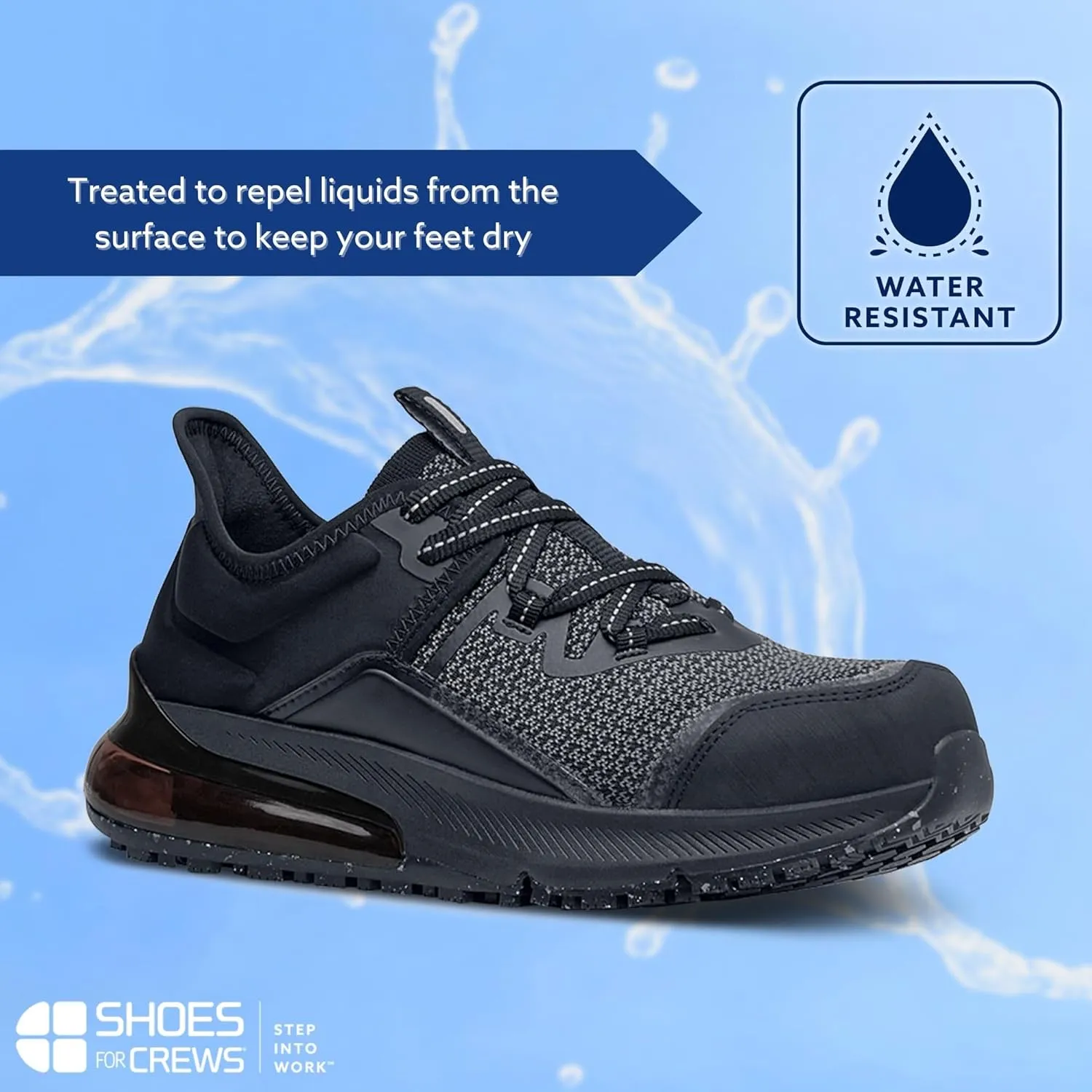 Shoes for Crews Brakly, Men's, Women's, Unisex Slip Resistant Work Shoes, Water Resistant Sneakers, Black or Black/Red