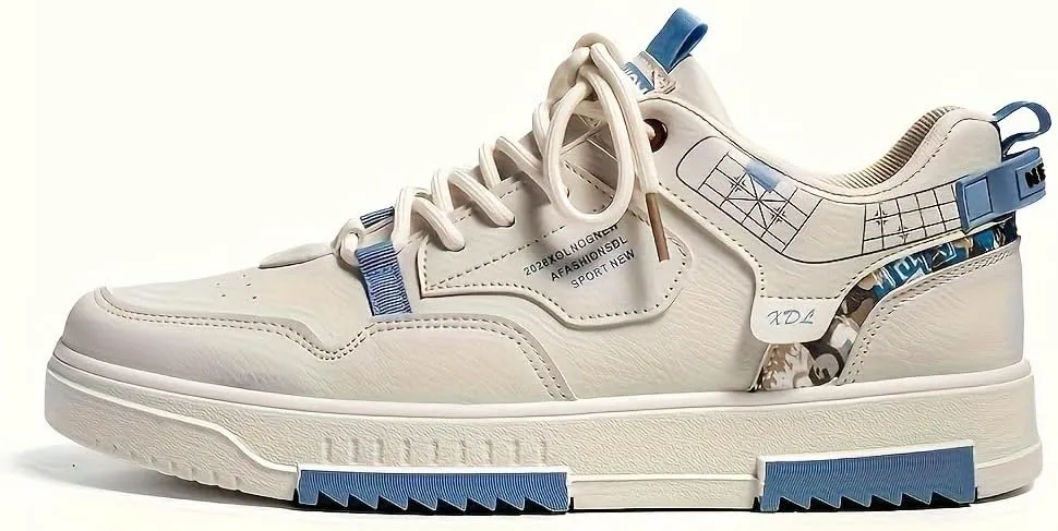 Skate Shoes for Men - Breathable, Slip-Resistant, Easy Clean Lace-up Sneakers with Good Grip, Perfect for Casual Outings and Active Lifestyles