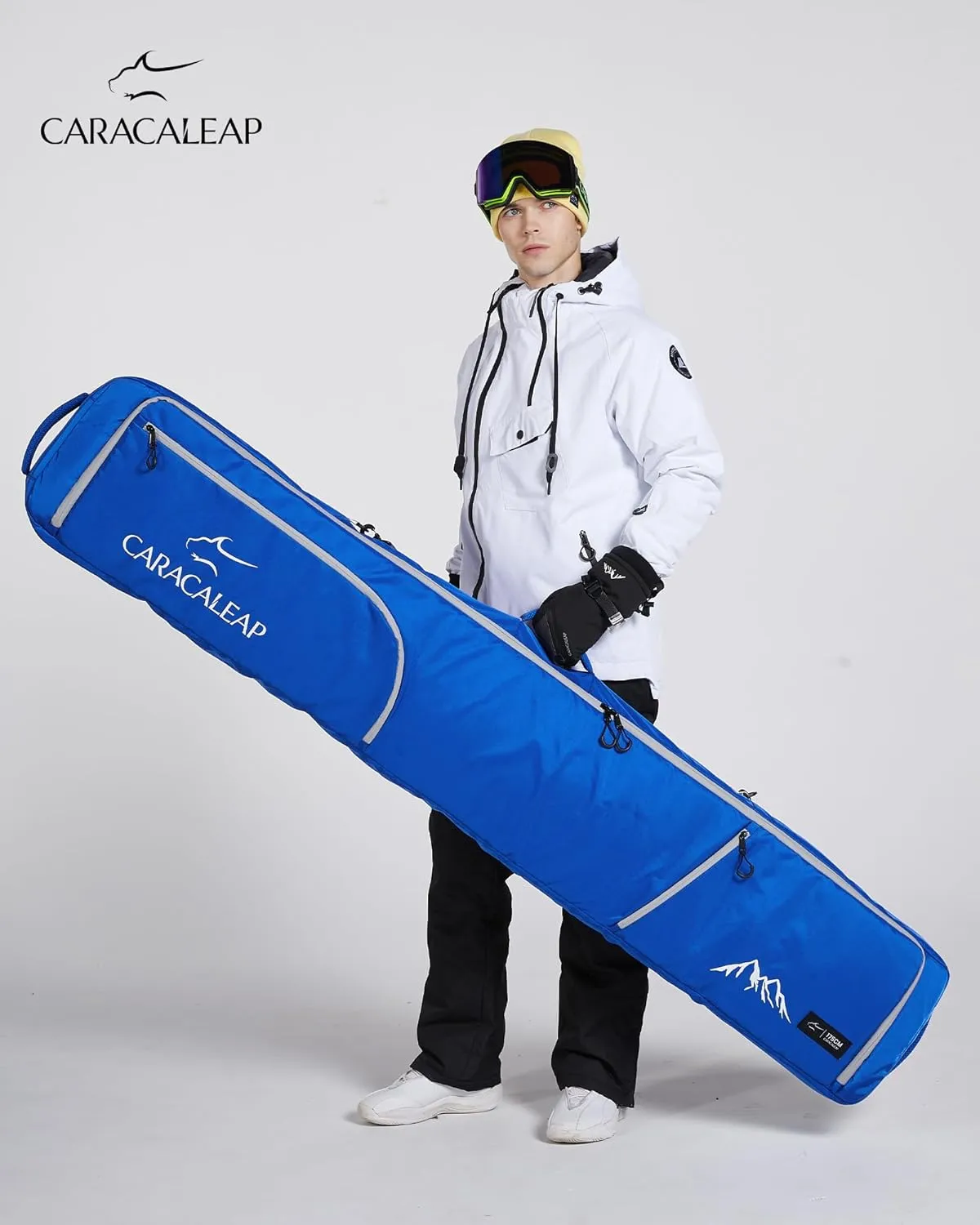 Ski Snowboard Bag Fully Padded for Air Travel 2 pair, Double Snowboard Bag Water-Resistant Padded with 10mm Foam, Snow Ski Travel Bag Large Capacity for Ski Gear,Pole Fit 2 Set Skis Up to 195cm