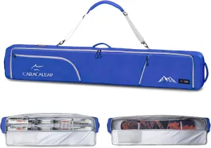 Ski Snowboard Bag Fully Padded for Air Travel 2 pair, Double Snowboard Bag Water-Resistant Padded with 10mm Foam, Snow Ski Travel Bag Large Capacity for Ski Gear,Pole Fit 2 Set Skis Up to 195cm