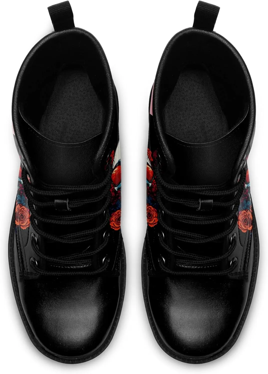Skull Boots For Men Fashion Lace-Up Combat Boots For Women Punk Rock leather Ankle Booties Witchy Goth Shoes
