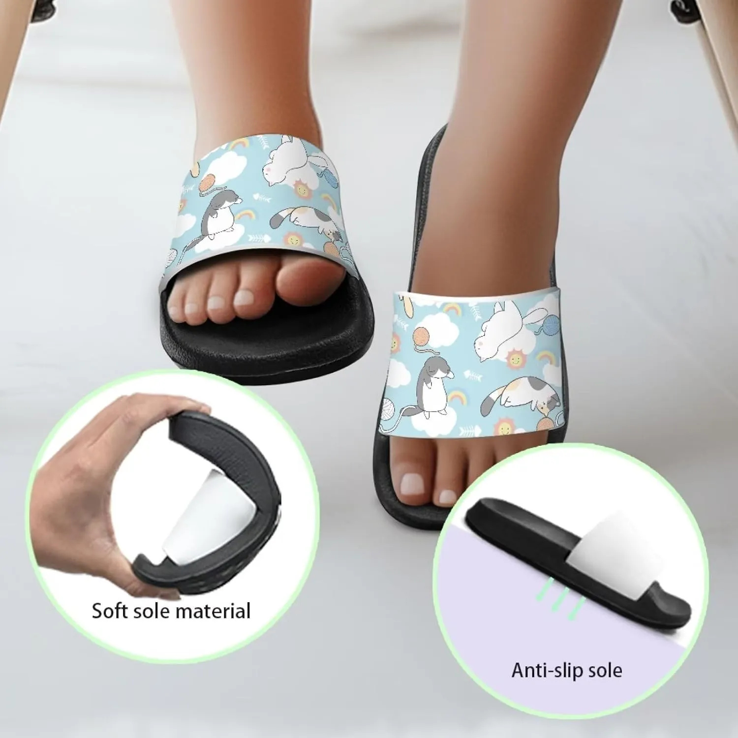 Slides for Girls - Comfortable Slip-On Kids Sandals, Slides for Indoor and Outdoor The Beach and Pool