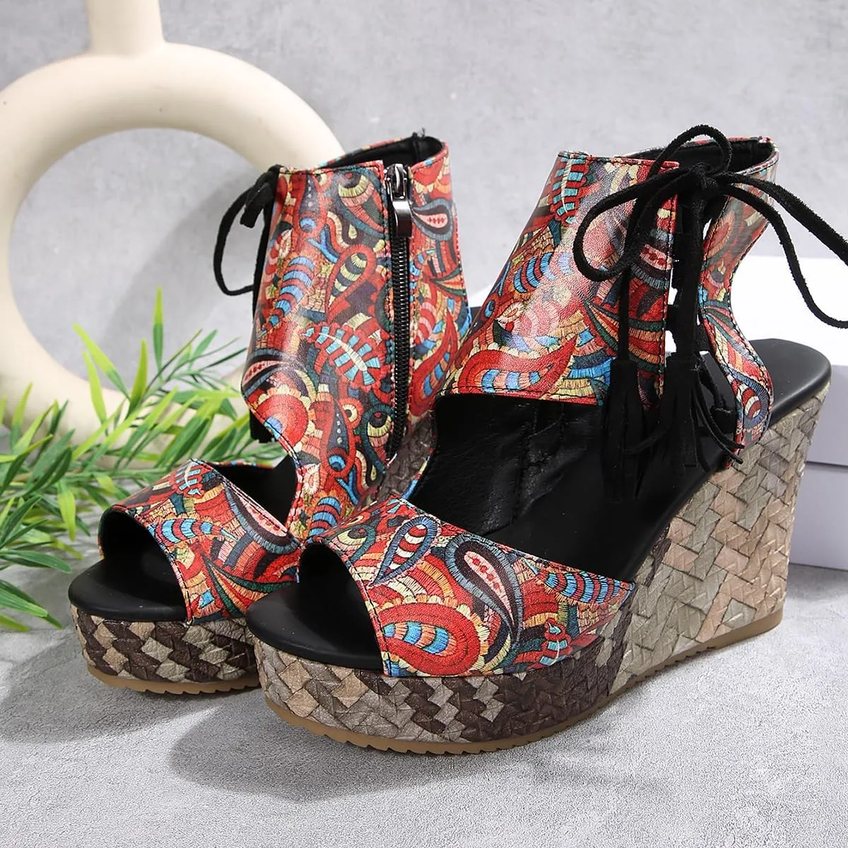 Slingback Espadrille Wedge Heel Sandals for Women Open Toe Ankle Strap Platform Dressy Casual Sandals Travel Slides