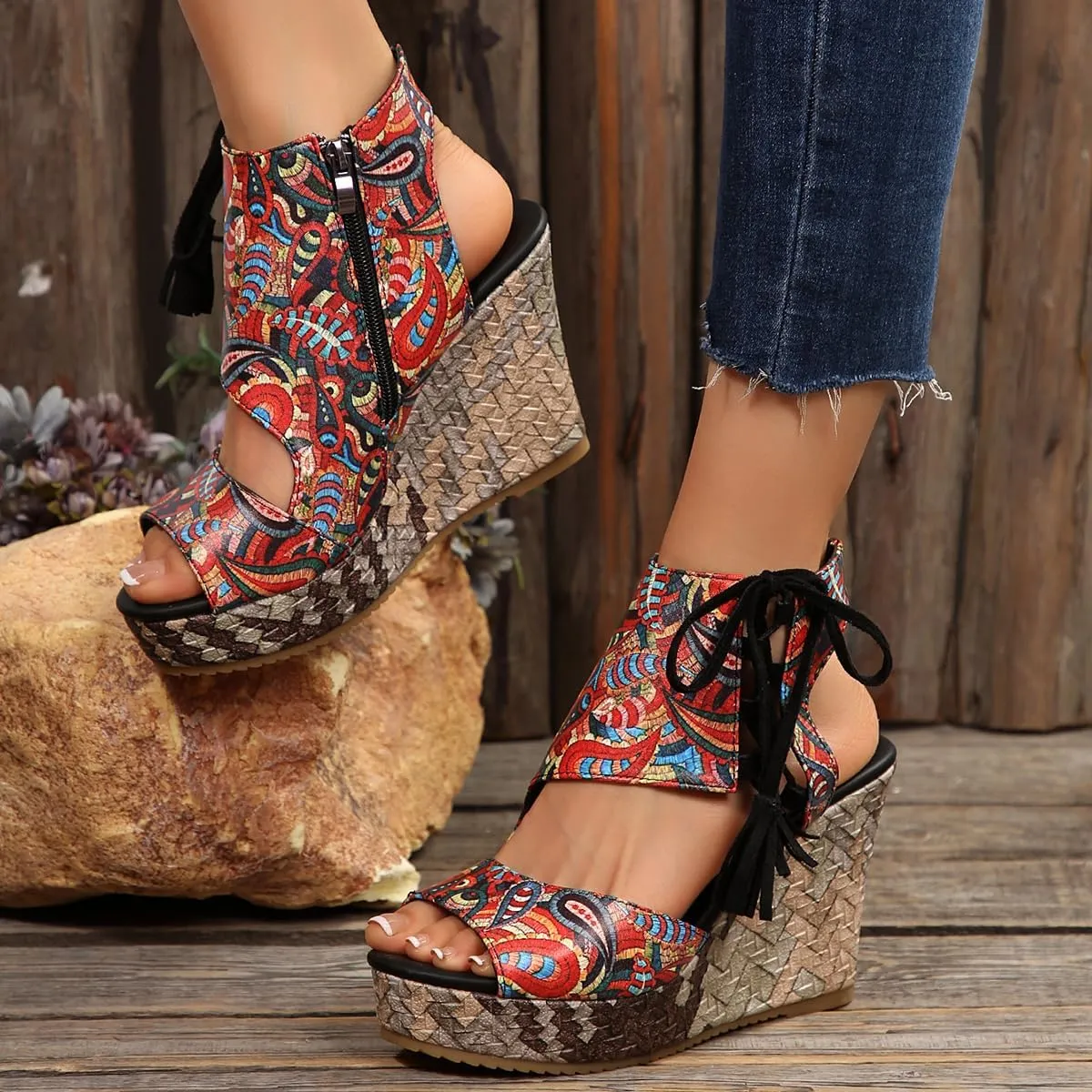 Slingback Espadrille Wedge Heel Sandals for Women Open Toe Ankle Strap Platform Dressy Casual Sandals Travel Slides