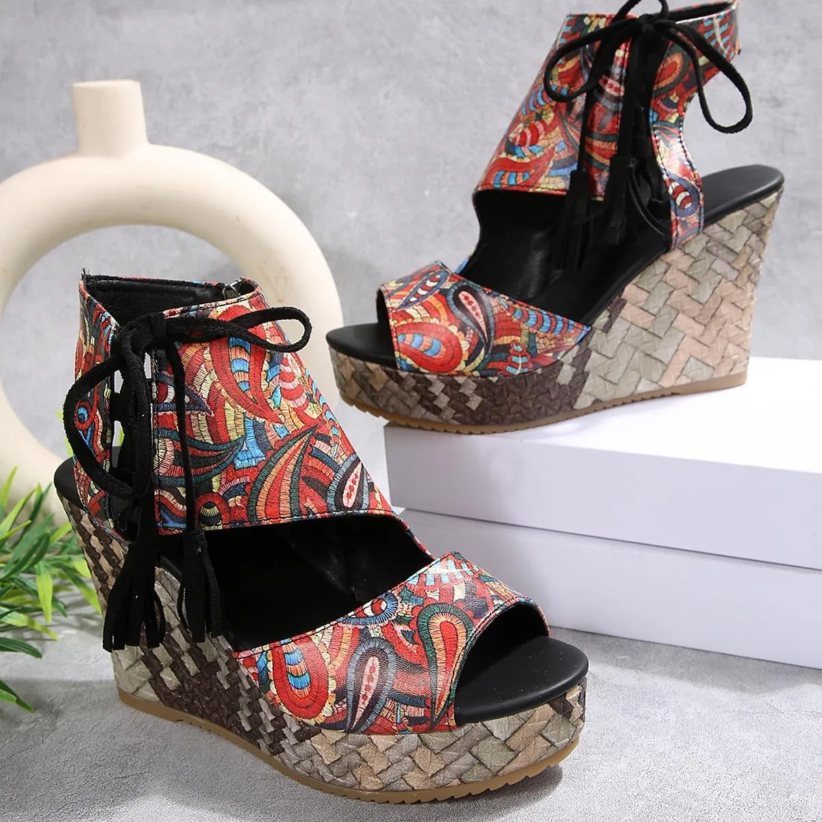 Slingback Espadrille Wedge Heel Sandals for Women Open Toe Ankle Strap Platform Dressy Casual Sandals Travel Slides