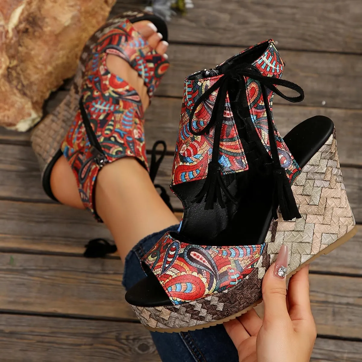 Slingback Espadrille Wedge Heel Sandals for Women Open Toe Ankle Strap Platform Dressy Casual Sandals Travel Slides