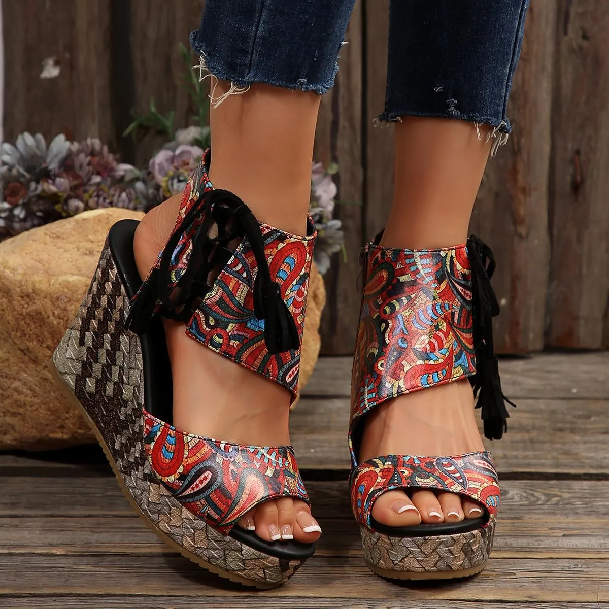 Slingback Espadrille Wedge Heel Sandals for Women Open Toe Ankle Strap Platform Dressy Casual Sandals Travel Slides