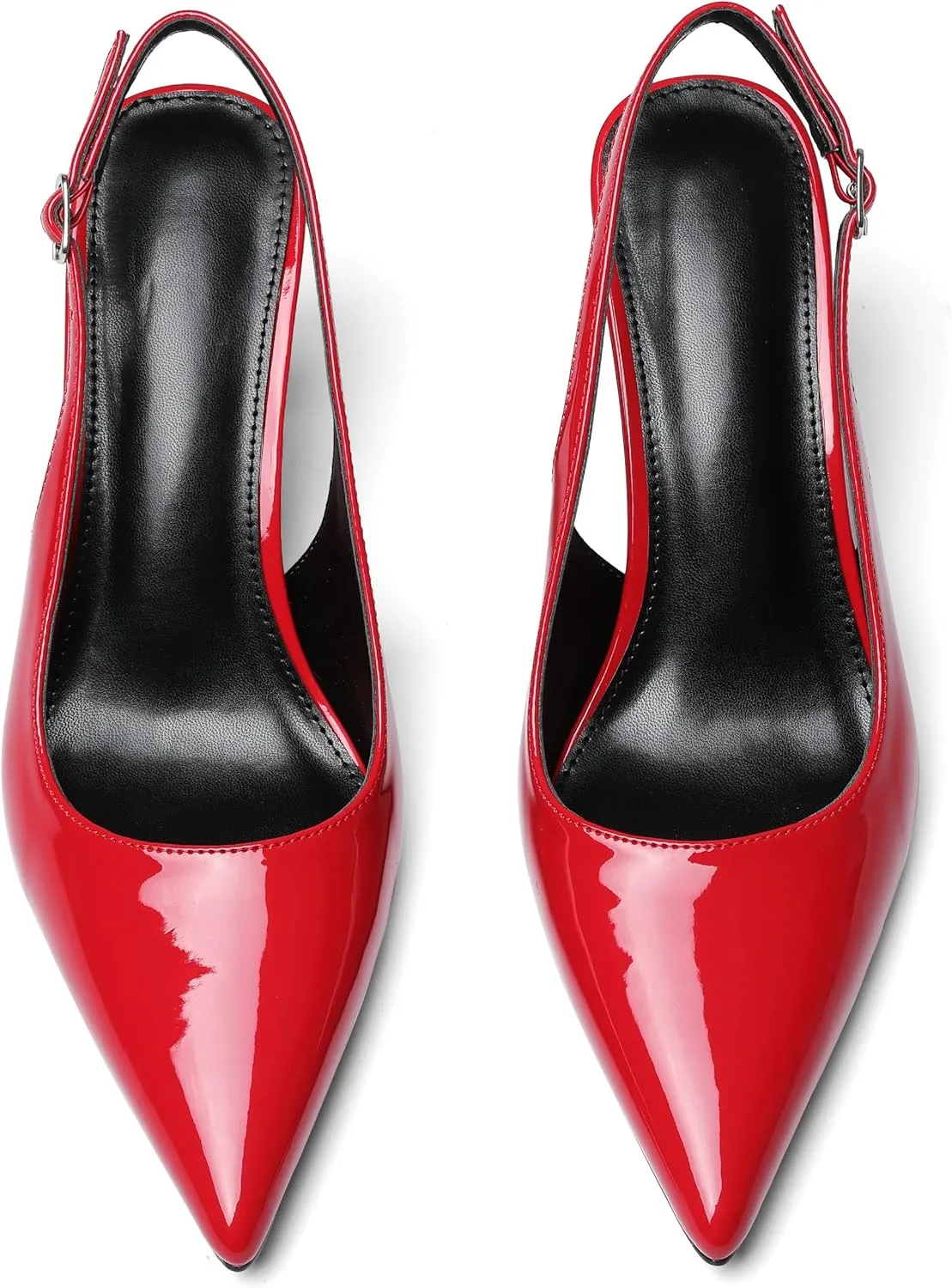Slingback Heels for Women Closed Pointed Toe Kitten Stiletto Heels with Buckle Comfortable Womens Pumps Casual Dress Shoes