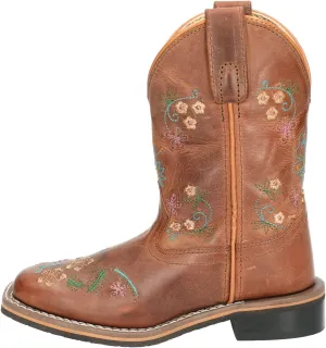 Smoky Children's Kid's Floralie Brown Leather Western Cowboy Boot