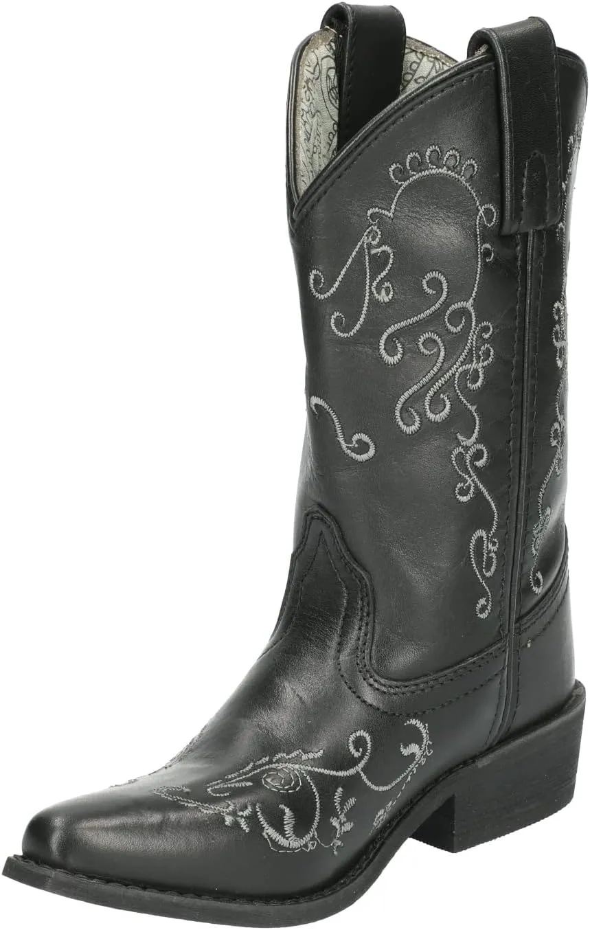 Smoky Mountain Boots Women's Jolene Pull on Embroidered Snip Toe Brown Waxed Distress Boots Cowboy