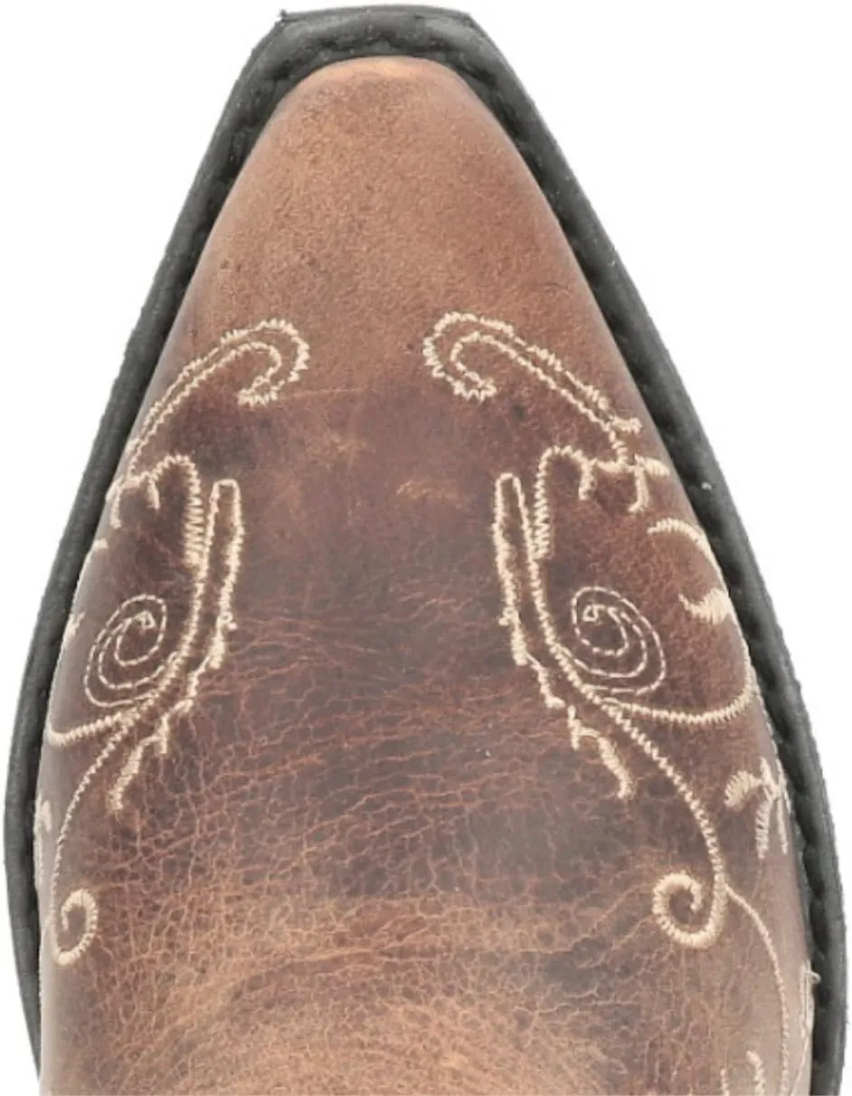 Smoky Mountain Boots Women's Jolene Pull on Embroidered Snip Toe Brown Waxed Distress Boots Cowboy