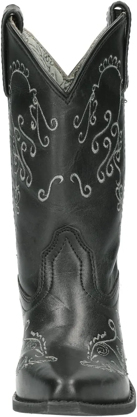 Smoky Mountain Boots Women's Jolene Pull on Embroidered Snip Toe Brown Waxed Distress Boots Cowboy