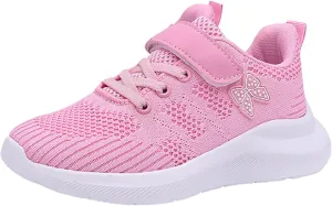 Sneakers for Girls Breathable Knit Mesh Running Shoes with Hook and Loop Kids Sports Lightweight Casual Walking Sneakers