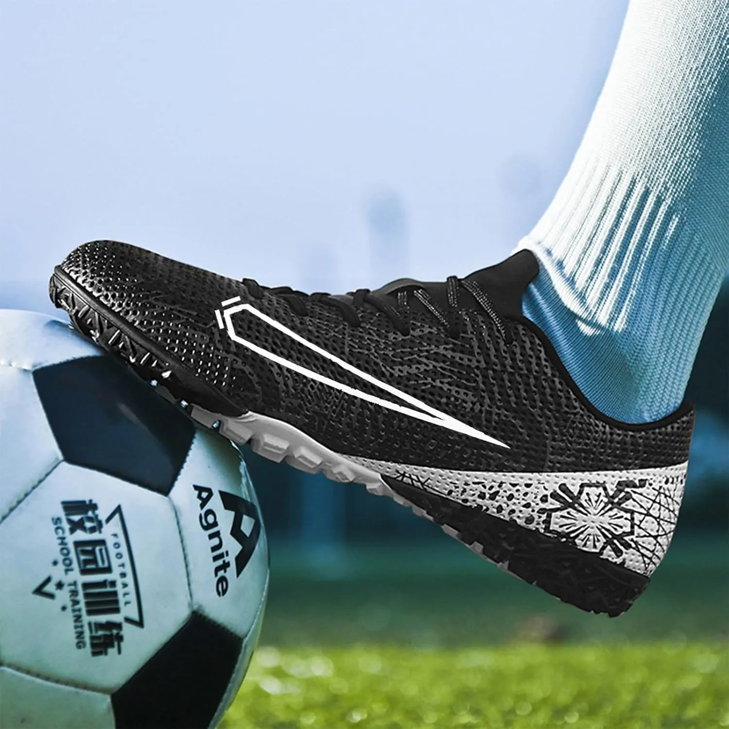 Soccer Cleats for Mens Womens Turf Soccer Shoes Indoor Footall Cleats High Ankle TF AG FG Football Boots Wide Training Sneaker