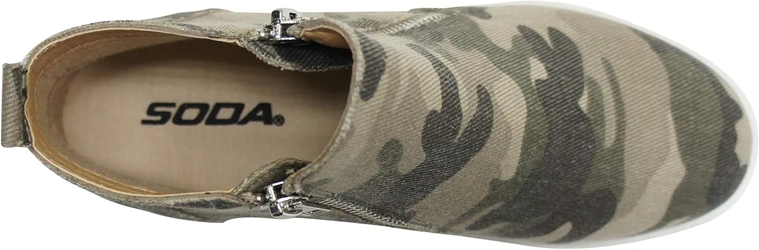 Soda Womens Taylor Nubuck Hight Top Slip On Fashion Sneakers