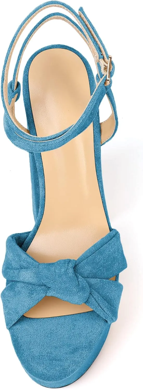 Soireelady Women's Platform Sandals Chunky High Heels Open Toe Crisscross Strap Heeled Sandals Dressy Heels for Party Evening and Nightclub