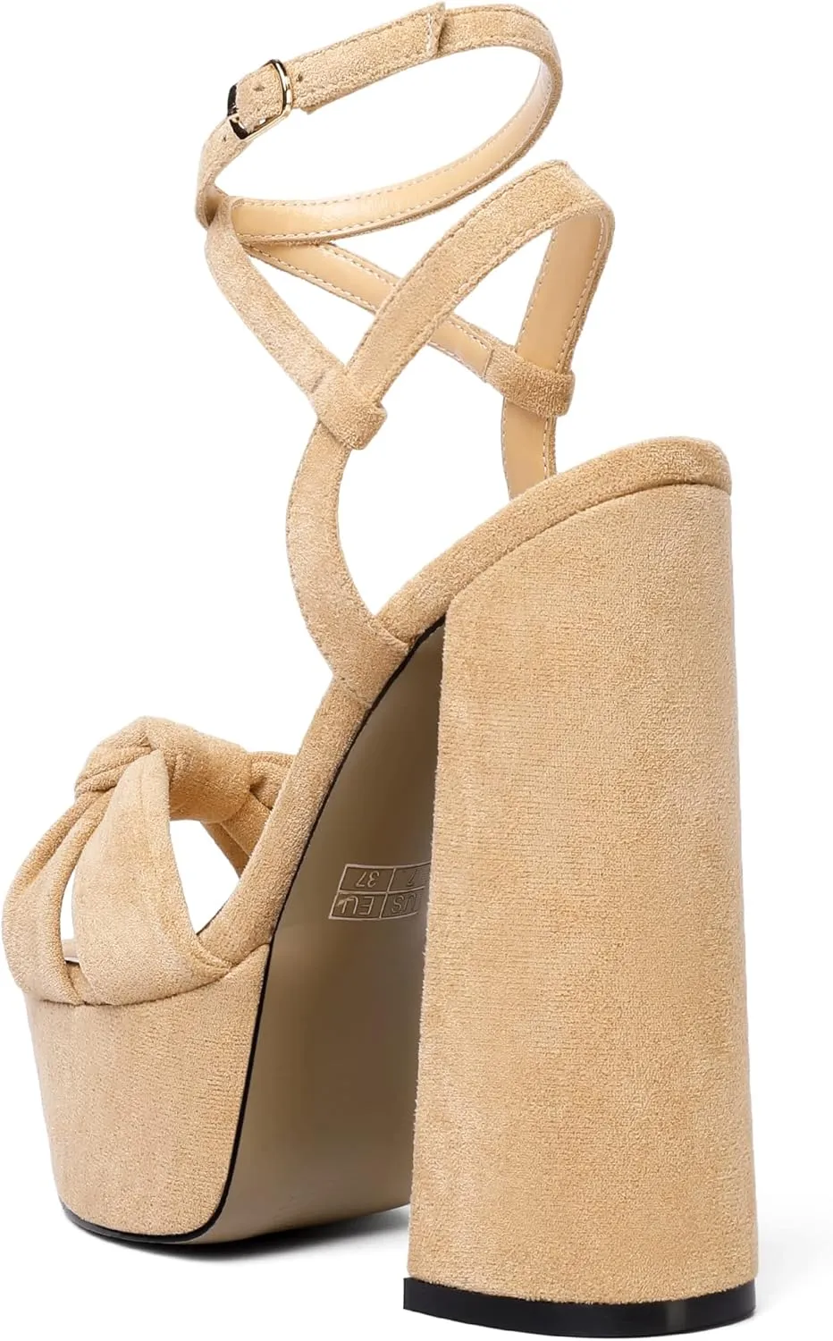 Soireelady Women's Platform Sandals Chunky High Heels Open Toe Crisscross Strap Heeled Sandals Dressy Heels for Party Evening and Nightclub
