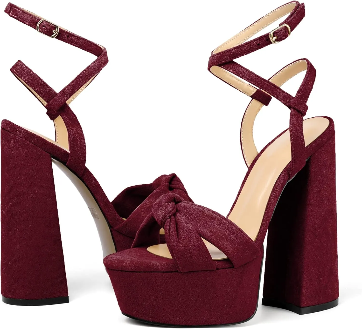 Soireelady Women's Platform Sandals Chunky High Heels Open Toe Crisscross Strap Heeled Sandals Dressy Heels for Party Evening and Nightclub